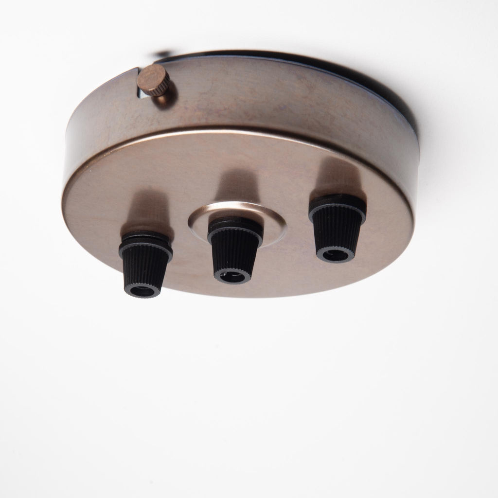 Old English Brass 100mm Ceiling Rose - Inline 3 Outlet